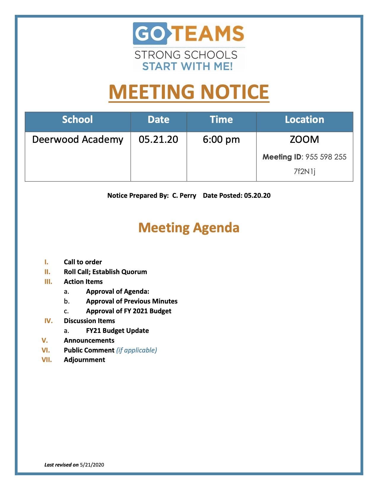 Go Team Meeting Notice 