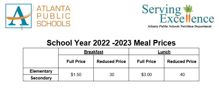 SY 2022- 2023 Meal Prices