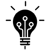 Technology idea lightbulb graphic in black and white 
