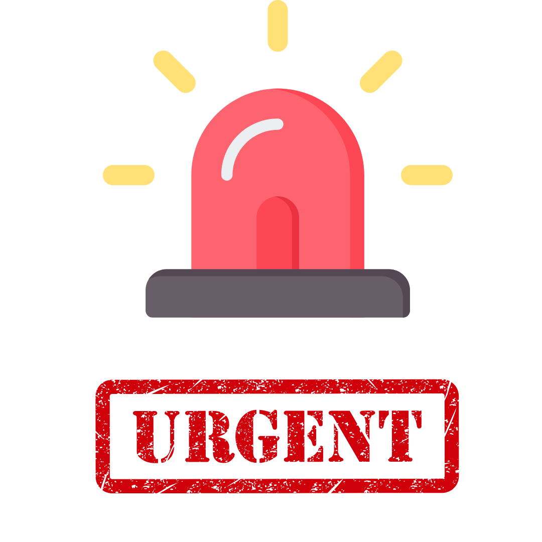  Red light flashing with the word urgent in red