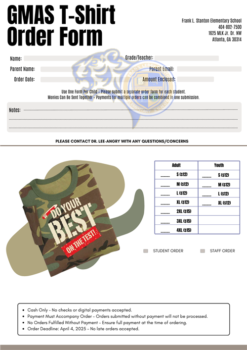 gmas tshirt order