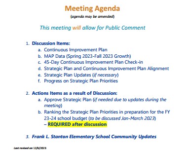 meeting agenda 12/5/23