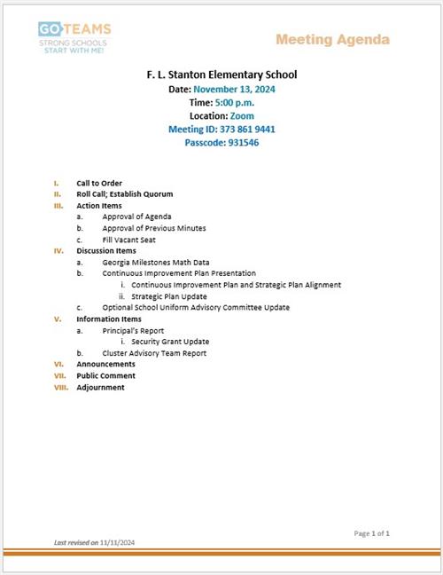 11/13/24 Agenda
