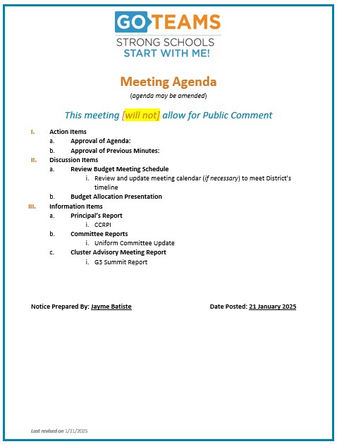 1/22/25 Agenda