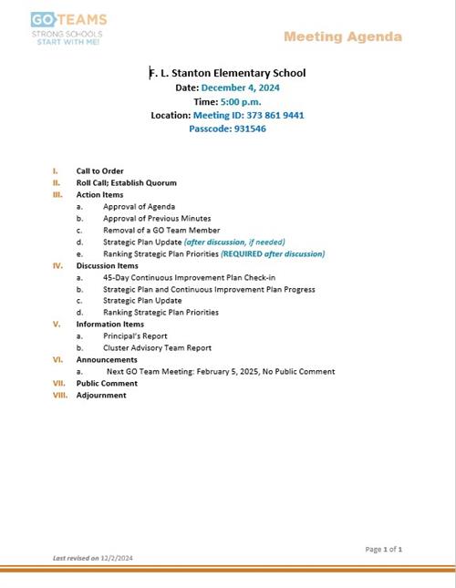 12/4/24 Agenda