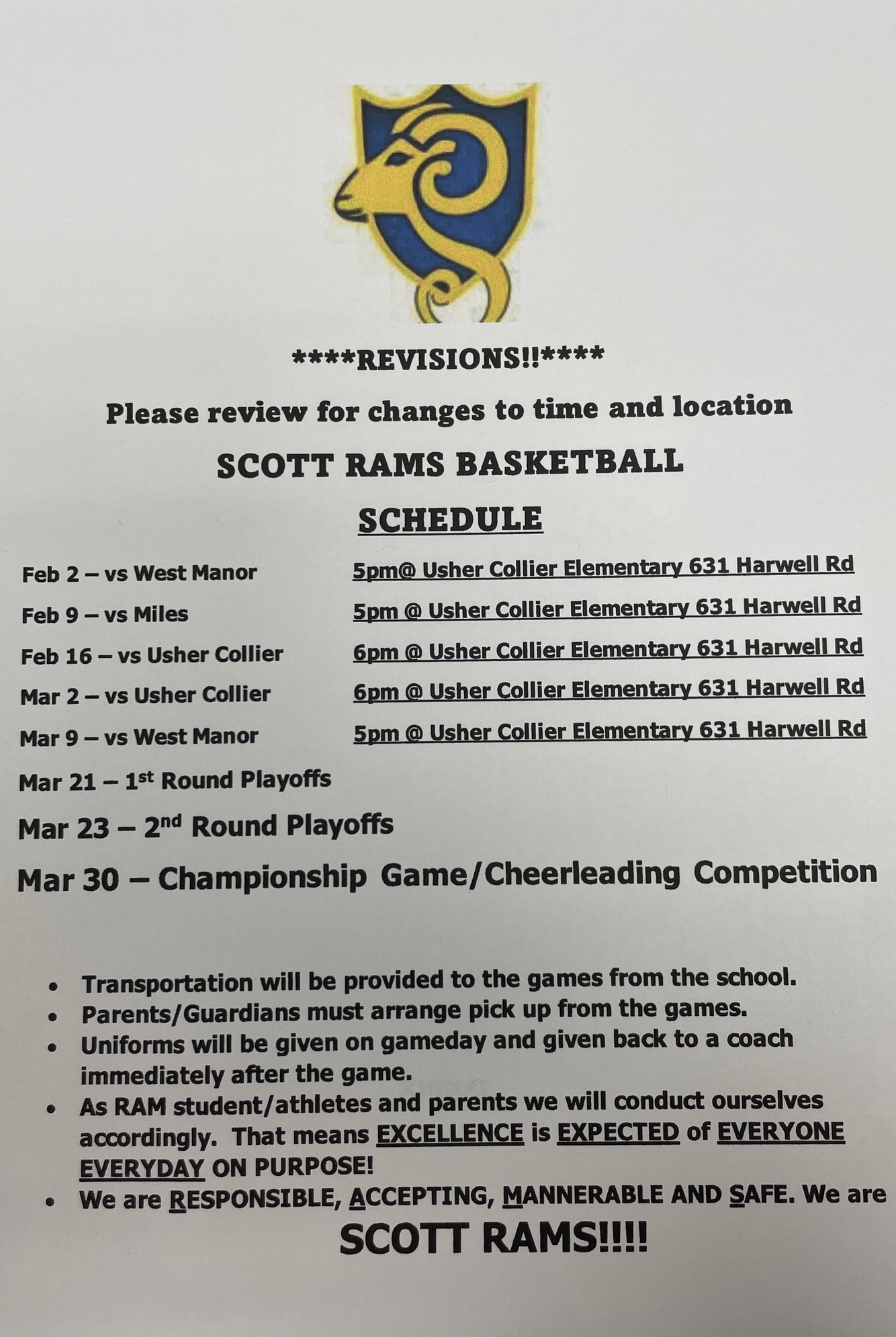 Scott Rams Basketball Schedule