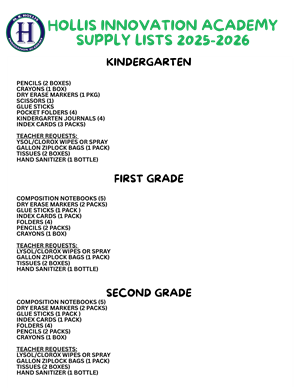 K-2 Supply List