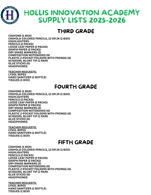 3-5 Supply List