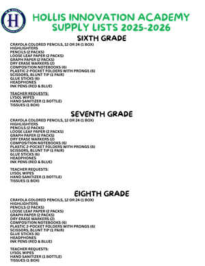 6-8 Supply List