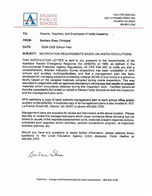 Notification Requirements Based on AHERA Regulations