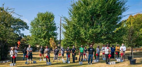 Group photo at tree planting ceremony 
