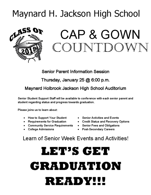cap and gown countdown senior parent night flyer