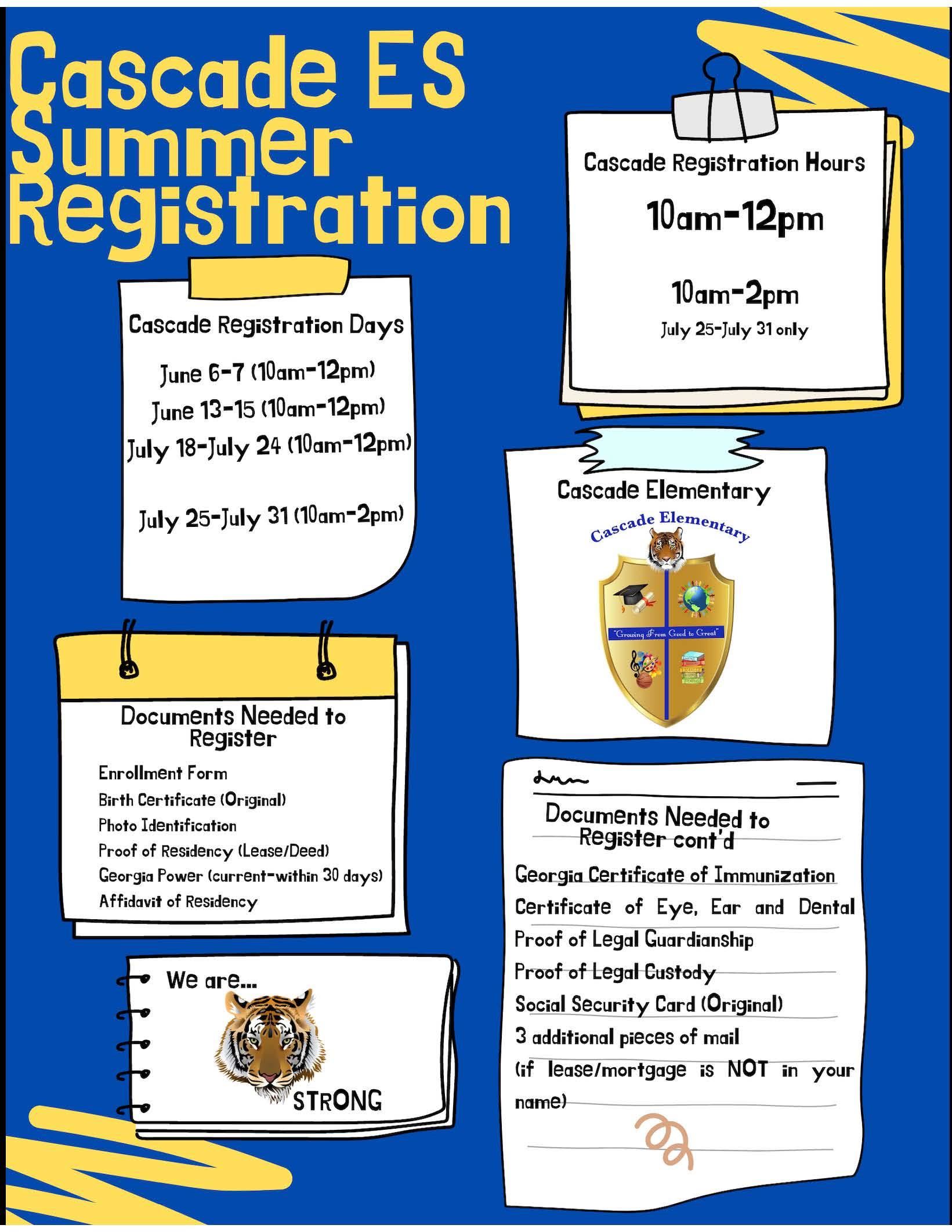 Cascade Summer Registration Flyer