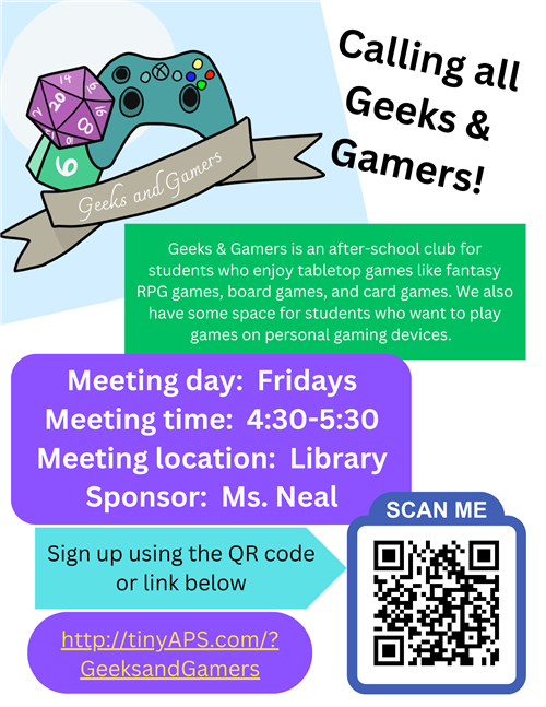 Geeks & Gamers logo with game controller and D&D dice