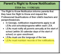 Parent's Right to Know