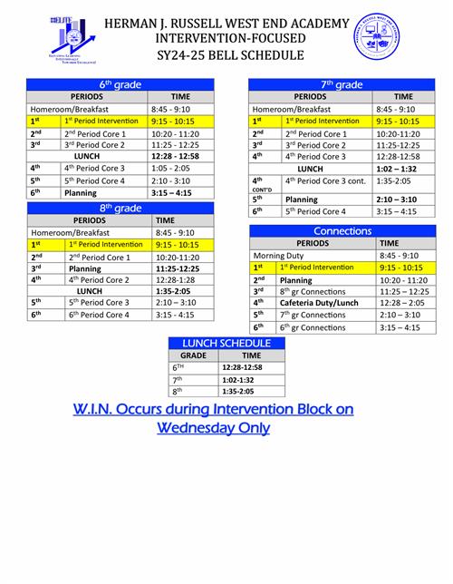 Bell Schedule 24 - 25