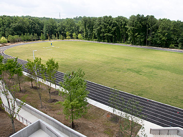 Overhead shot of Bunche running track