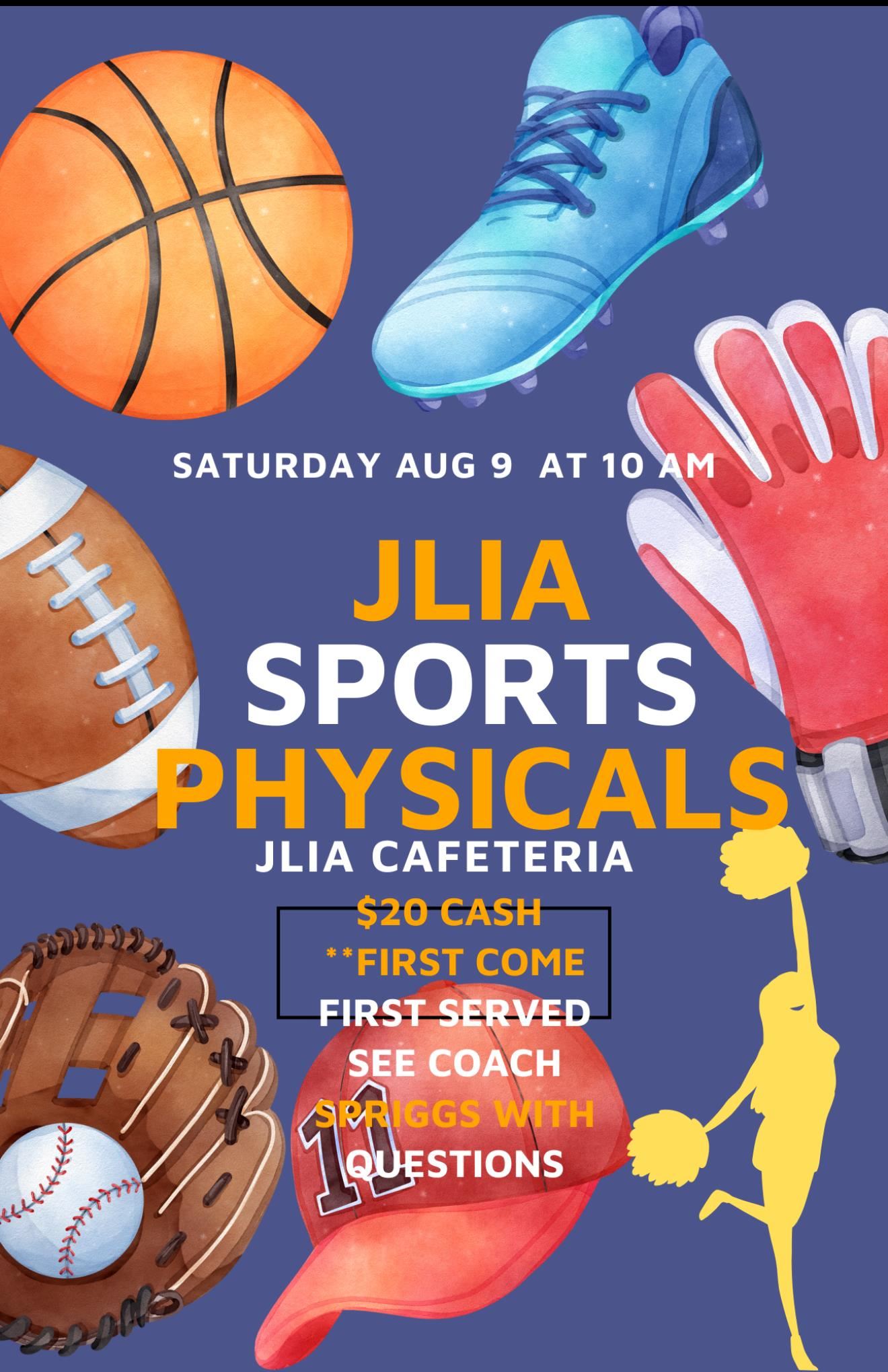 ATHLETICS PHYSICALS AUG 9TH AT 10AM 