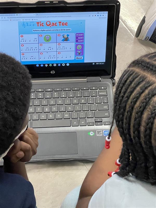 Testing students' knowledge of basic rhythm with Quaver Tic Qac Toe Game