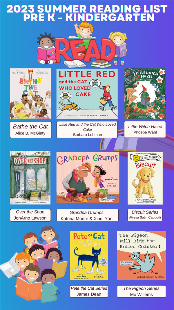 Pre K and Kindergarten Summer Reading List